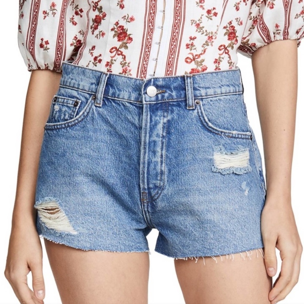 Reformation Dixie High Rise Jean Short Colorado Destroyed Size 25